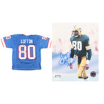 James Lofton Bills Jersey Inscribed "HOF 03" + James Lofton Packers Photo Inscribed "HOF 03" // Signed