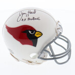 Jim Hart Jersey, Jim Hart Cardinals Mini Helmet Inscribed "4X Pro Bowl"  + Jackie Smith Cardinals Mini Helmet Inscribed "HOF 94" // Signed