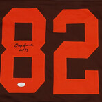 Ozzie Newsome Browns Jersey Inscribed "HOF 99", Ozzie Newsome Browns Flash Alternate Speed Mini Helmet Inscribed "HOF 99" + Ozzie Newsome Browns Photo Inscribed "HOF 99" // Signed