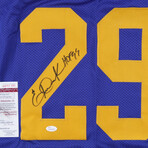 Deacon Jones Rams Photo Inscribed "HOF-80", Eric Dickerson Jersey Inscribed "HOF 99" + Jack Youngblood Rams Photo // Signed