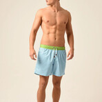 Regular Fit Swim Shorts Circles Print  // Light Blue + Green (M)