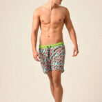 Regular Fit Swim Shorts Tucans Print // Mint + Green (L)