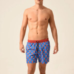 Regular Fit Swim Shorts Soda Print // Blue + Orange (M)