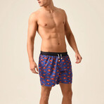 Regular Fit Swim Shorts Crabs Print // Purple + Black (XL)