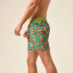 Regular Fit Swim Shorts Papaya Print // Green (M)