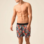 Regular Fit Swim Shorts Corks Print // Smoked + Black (S)