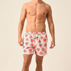 Regular Fit Swim Shorts Watermelon Print // Light Pink (L)