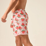 Regular Fit Swim Shorts Watermelon Print // Light Pink (XL)