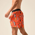 Regular Fit Swim Shorts Looney Tunes Print // Orange + Black (XL)