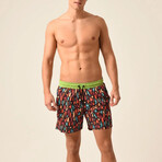 Regular Fit Swim Shorts Letters Print // Multicolor (L)