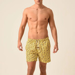 Regular Fit Swim Shorts Skateboard Print // Yellow- (XL)