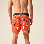 Regular Fit Swim Shorts Looney Tunes Print // Orange + Black (XL)