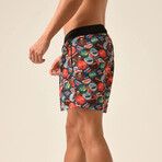 Regular Fit Swim Shorts Corks Print // Smoked + Black (M)