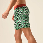 Regular Fit Swim Shorts Pandas Print // Green + Orange (L)