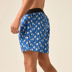 Regular Fit Swim Shorts Penguins Print // Sax + Black (M)