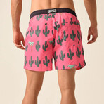 Regular Fit Swim Shorts Cactus Print // Fuschia + Black (S)