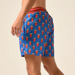 Regular Fit Swim Shorts Soda Print // Blue + Orange (M)