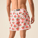 Regular Fit Swim Shorts Watermelon Print // Light Pink (M)