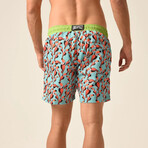 Regular Fit Swim Shorts Tucans Print // Mint + Green (M)