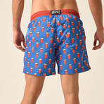 Regular Fit Swim Shorts Soda Print // Blue + Orange (L)