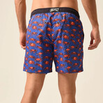 Regular Fit Swim Shorts Crabs Print // Purple + Black (XL)