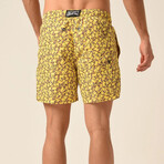 Regular Fit Swim Shorts Skateboard Print // Yellow- (S)