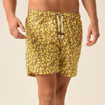 Regular Fit Swim Shorts Skateboard Print // Yellow- (M)