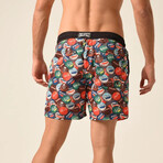 Regular Fit Swim Shorts Corks Print // Smoked + Black (S)