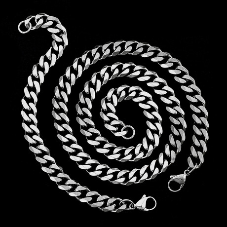 Polished Beveled Stainless Steel Curb Chain Set // Bracelet + Necklace Set // 8.5" + 24"