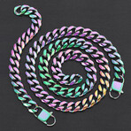 Iridescent Plated Stainless Steel Curb Chain Set // Bracelet + Necklace Set // 8.5" + 28"