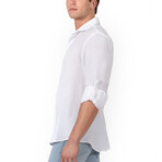 Textured Button Up Shirt // White (M)