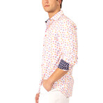 Paisley Cuff's & Plaket Detail Button Up Shirt // Multicolor + Navy (L)