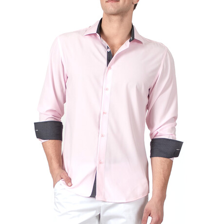 Chain Cuff's & Plaket Detail Button Up Shirt // Pink + Black (S)