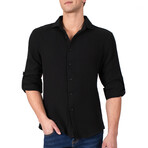 Textured Button Up Shirt // Black (XL)