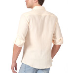 Textured Button Up Shirt // Beige (M)