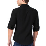 Textured Button Up Shirt // Black (2XL)