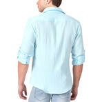 Textured Button Up Shirt // Turquoise (M)