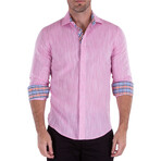 Gingham Cuff's & Plaket Detail Button Up Shirt // Pink Melange + Multicolor (3XL)