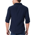 Textured Button Up Shirt // Navy (L)