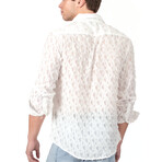 Sheer Embroidered Button Up Shirt // White (S)