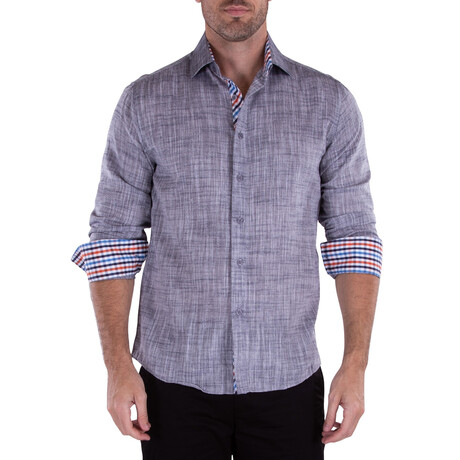 Gingham Cuff's & Plaket Detail Button Up Shirt // Black Melange + Multicolor (S)
