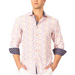 Paisley Cuff's & Plaket Detail Button Up Shirt // Multicolor + Navy (L)