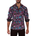 Pattern Cuff's & Plaket Detail Button Up Shirt  // Multicolor + Black (3XL)