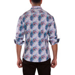 Swirls Cuff's & Plaket Detail Button Up Shirt // Paisley Multicolor + Black (2XL)