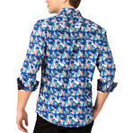 Leaves Cuff's & Plaket Detail Button Up Shirt // Multicolor + Black (3XL)