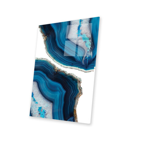 Blue Agate Print on Acrylic Glass by Emanuela Carratoni (16"H x 24"W x 0.25"D)
