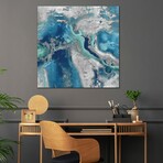 Stone With Blue And Aqua Print on Acrylic Glass by Danielle Carson (24"H x 24"W x 0.25"D)