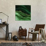 Green Gold Agate Texture XII Print on Acrylic Glass by Aloke Design (24"H x 24"W x 0.25"D)