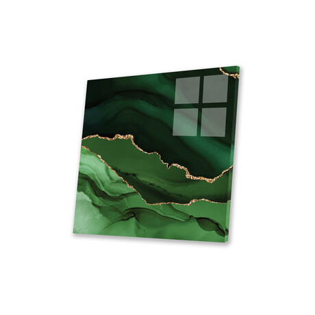 Green Gold Agate Texture XII Print on Acrylic Glass by Aloke Design (24"H x 24"W x 0.25"D)