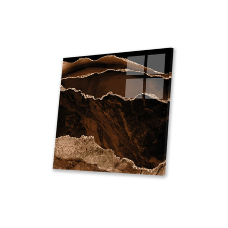 Brown Gold Agate Texture II Print on Acrylic Glass by Aloke Design (24"H x 24"W x 0.25"D)